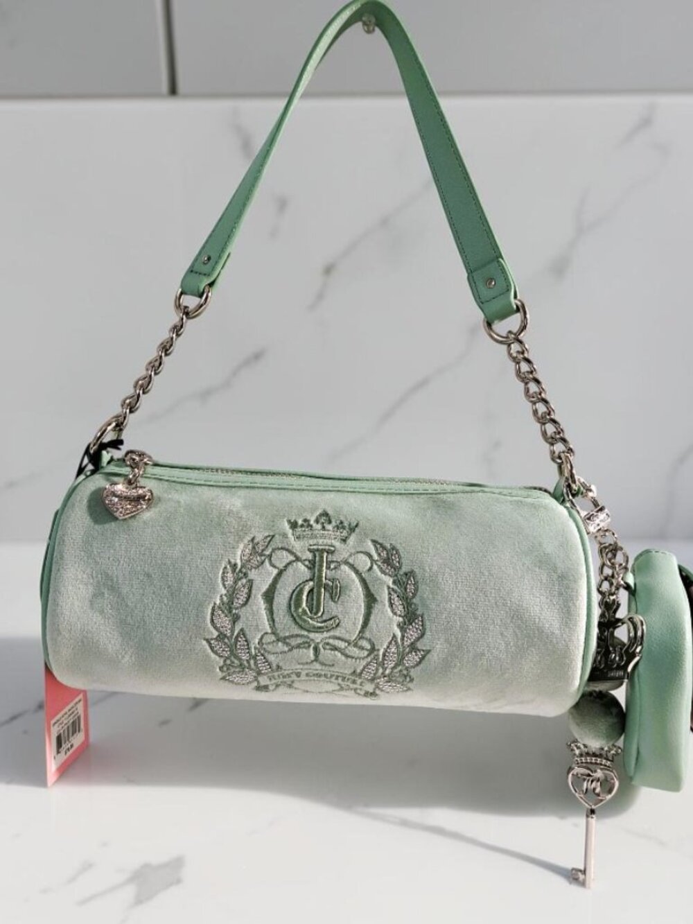 Juicy Couture Frosty Green Sparkle Shoulder Bag W/Coin Pouch